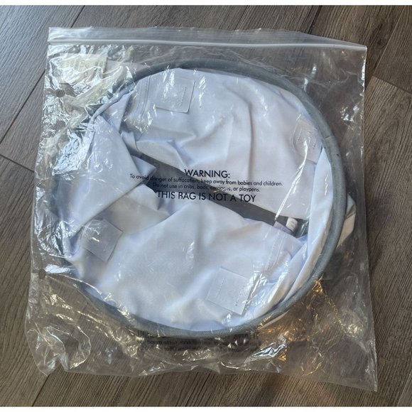 Thirty One Mini Storage Bin Tote Gray White Brush Strokes Collapsible Round NEW‎ - Picture 2 of 8